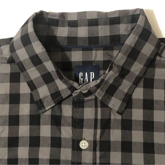 NEW Gap Mens Black/Grey Button Down Shirt (L) - Picture 3 of 5